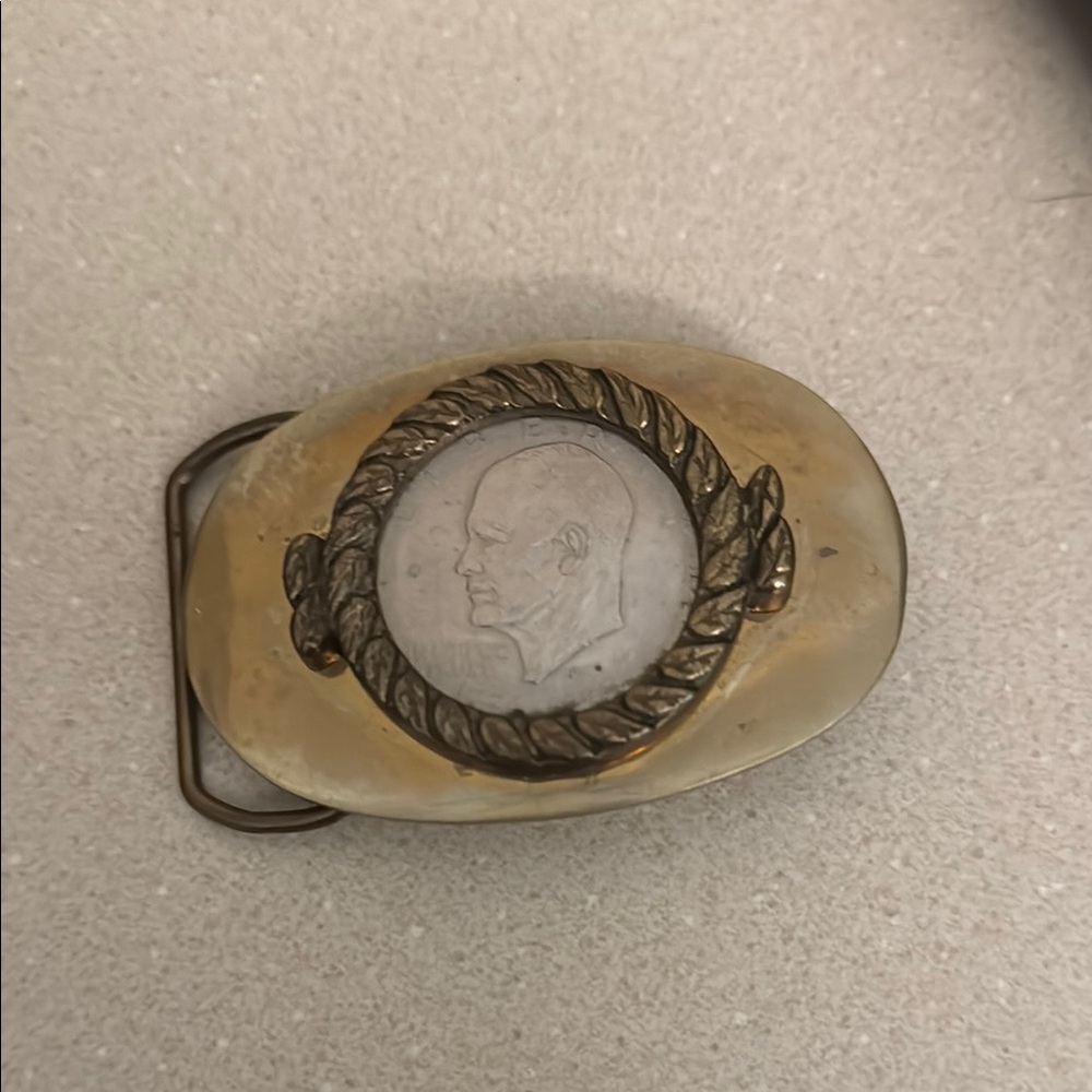 1976 Eisenhower Gold and Silver Western-Style Belt buckle
